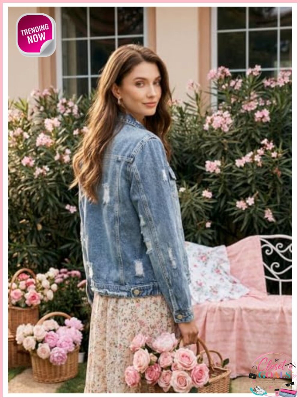 Womens Cropped Denim Jean Jacket Button Up Fringe Hem Casual Outfit